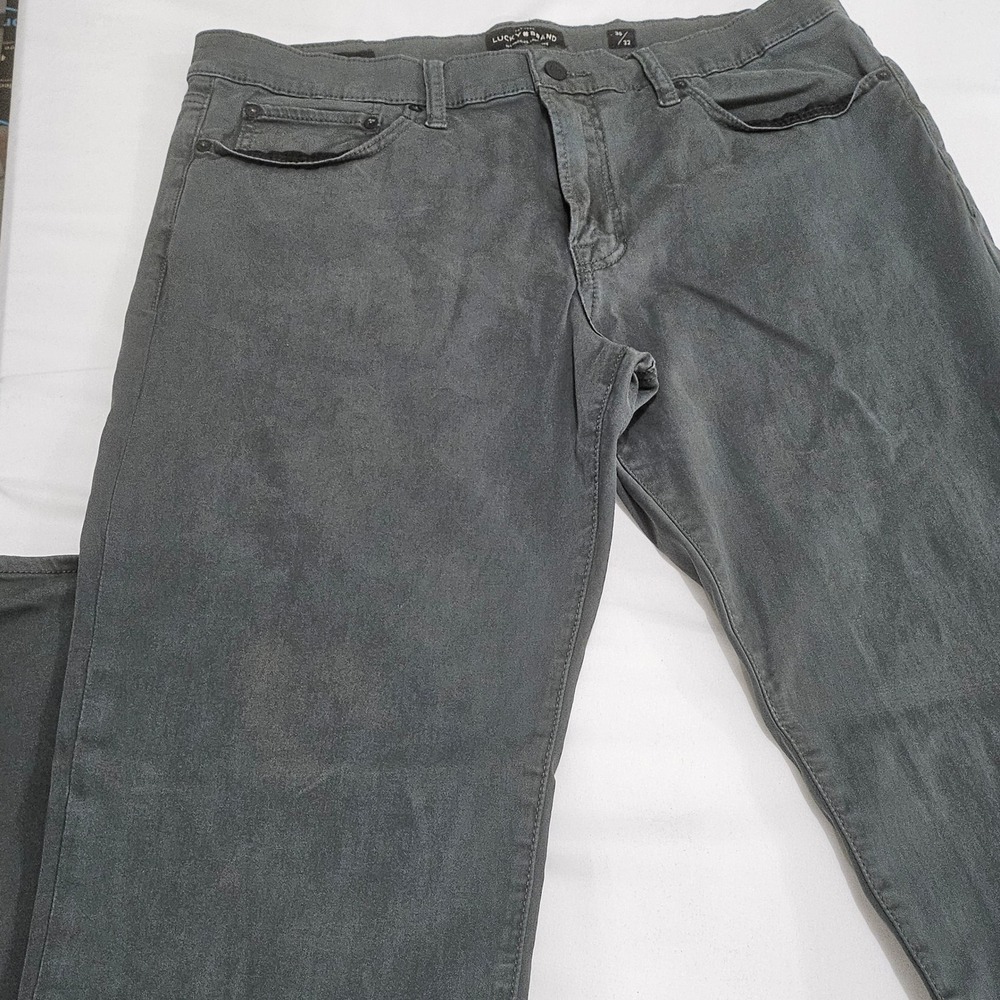 Lucky Brand 121 Slim Jeans Mens 36x32 Dark Green Washed Denim Pants